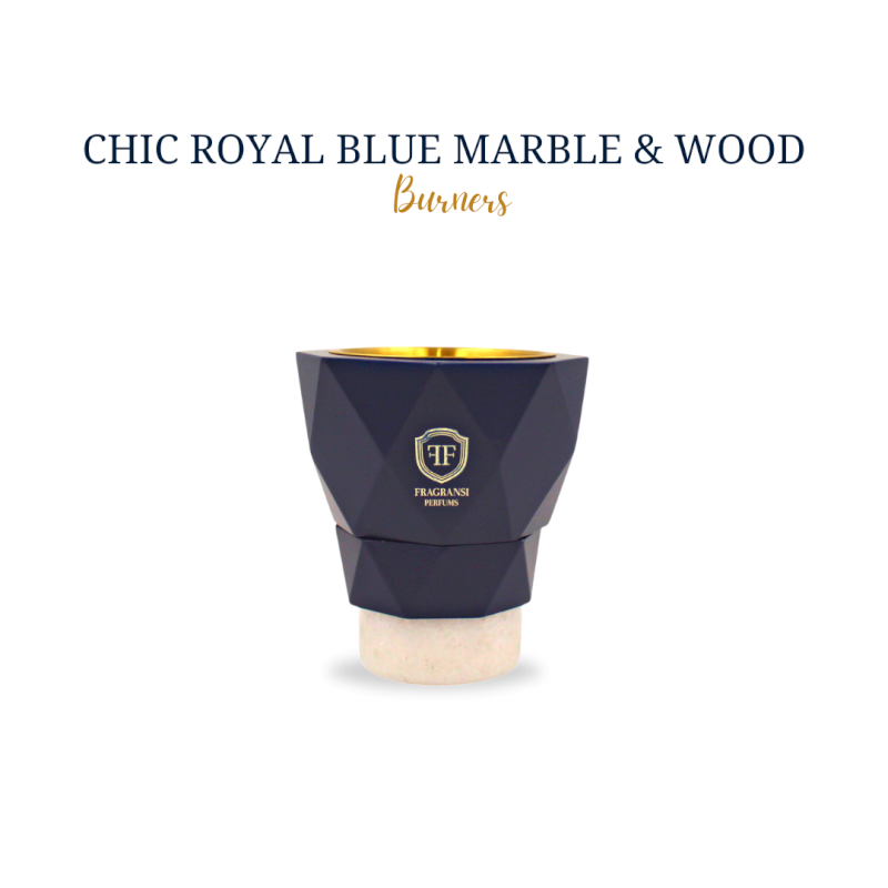 Chic royal blue marble & wood burners  (Diamond brown burner FF no.I)