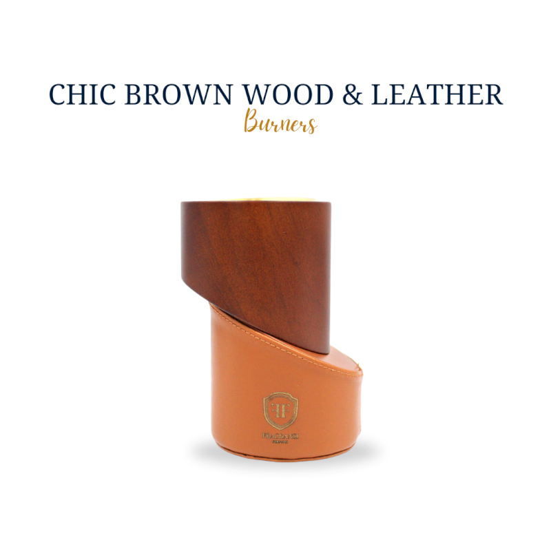 Chic brown wood & leather burners  (Diagonal splicing burner FF no.VIII/brown)