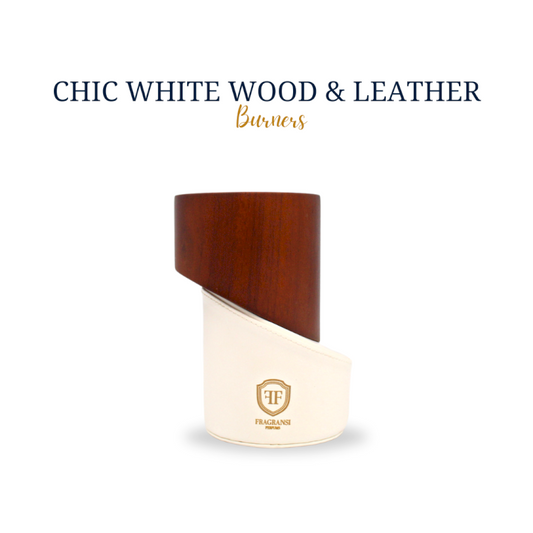 Chic white wood&leather burners  (Diagonal splicing burner FF no.VIII/white)