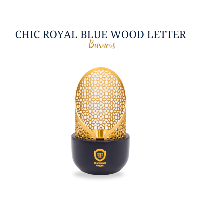 Chic royal blue wood letter burners  (Hollow arc burner FF no.III)